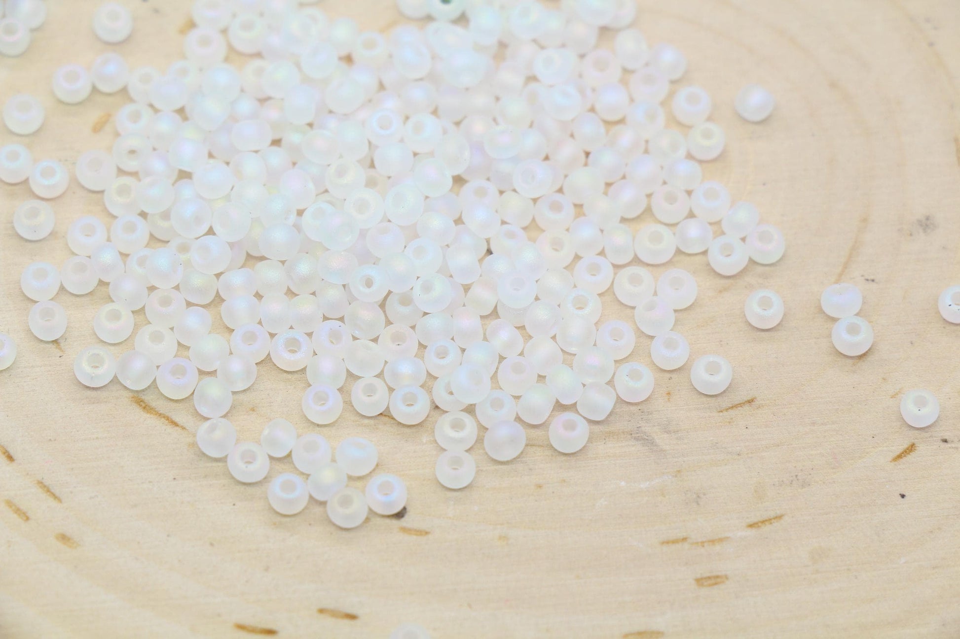 3mm Matte Iridescent Glass Beads, Frosted AB Round Beads #2289