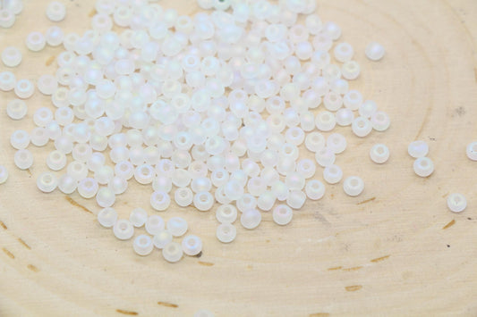 3mm Matte Iridescent Glass Beads, Frosted AB Round Beads #2289