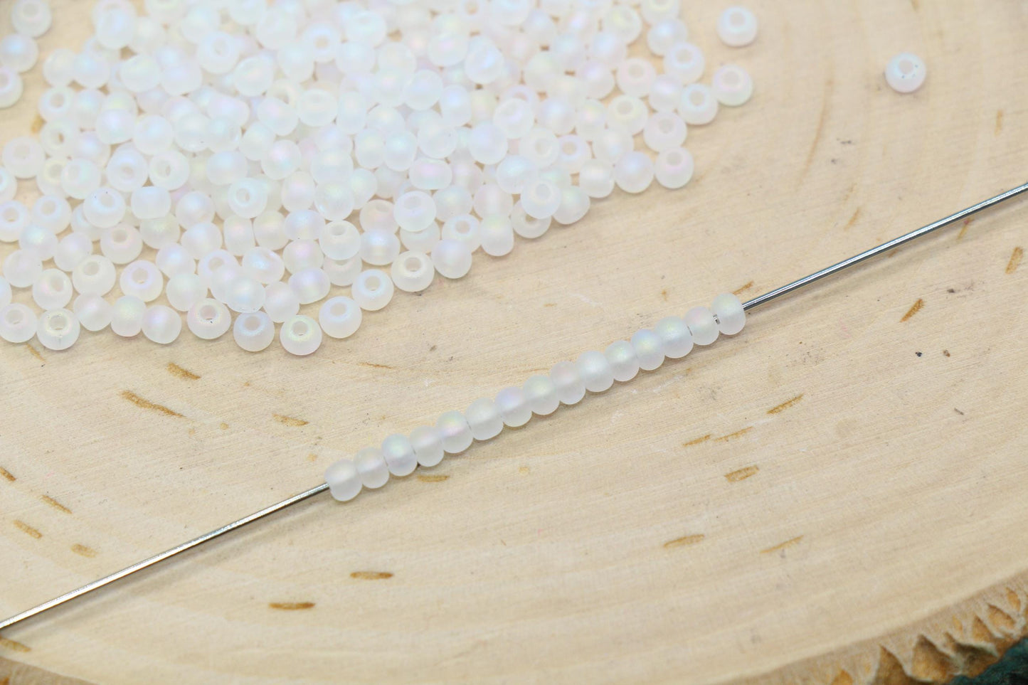 3mm Matte Iridescent Glass Beads, Frosted AB Round Beads #2289