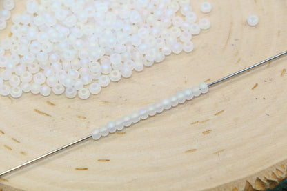 3mm Matte Iridescent Glass Beads, Frosted AB Round Beads #2289