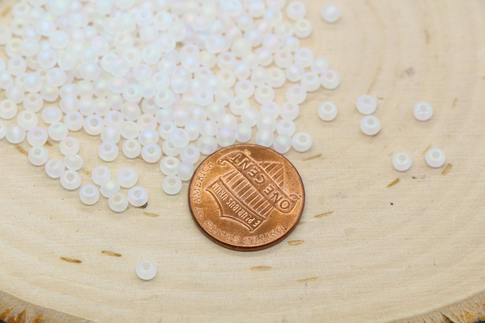 3mm Matte Iridescent Glass Beads, Frosted AB Round Beads #2289