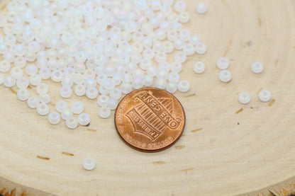 3mm Matte Iridescent Glass Beads, Frosted AB Round Beads #2289