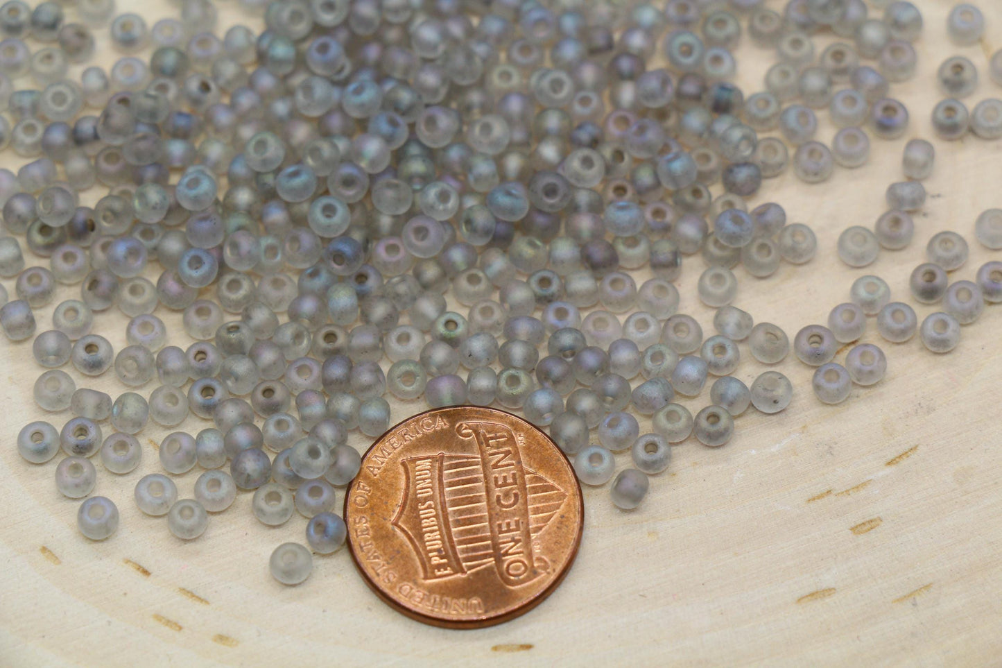 3mm Matte Iridescent Gray Glass Beads, Frosted AB Round Beads #2291