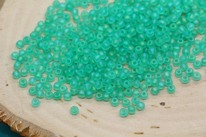 3mm Matte Iridescent Green Glass Beads, Frosted AB Round Beads #1191