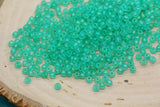 3mm Matte Iridescent Green Glass Beads, Frosted AB Round Beads #1191
