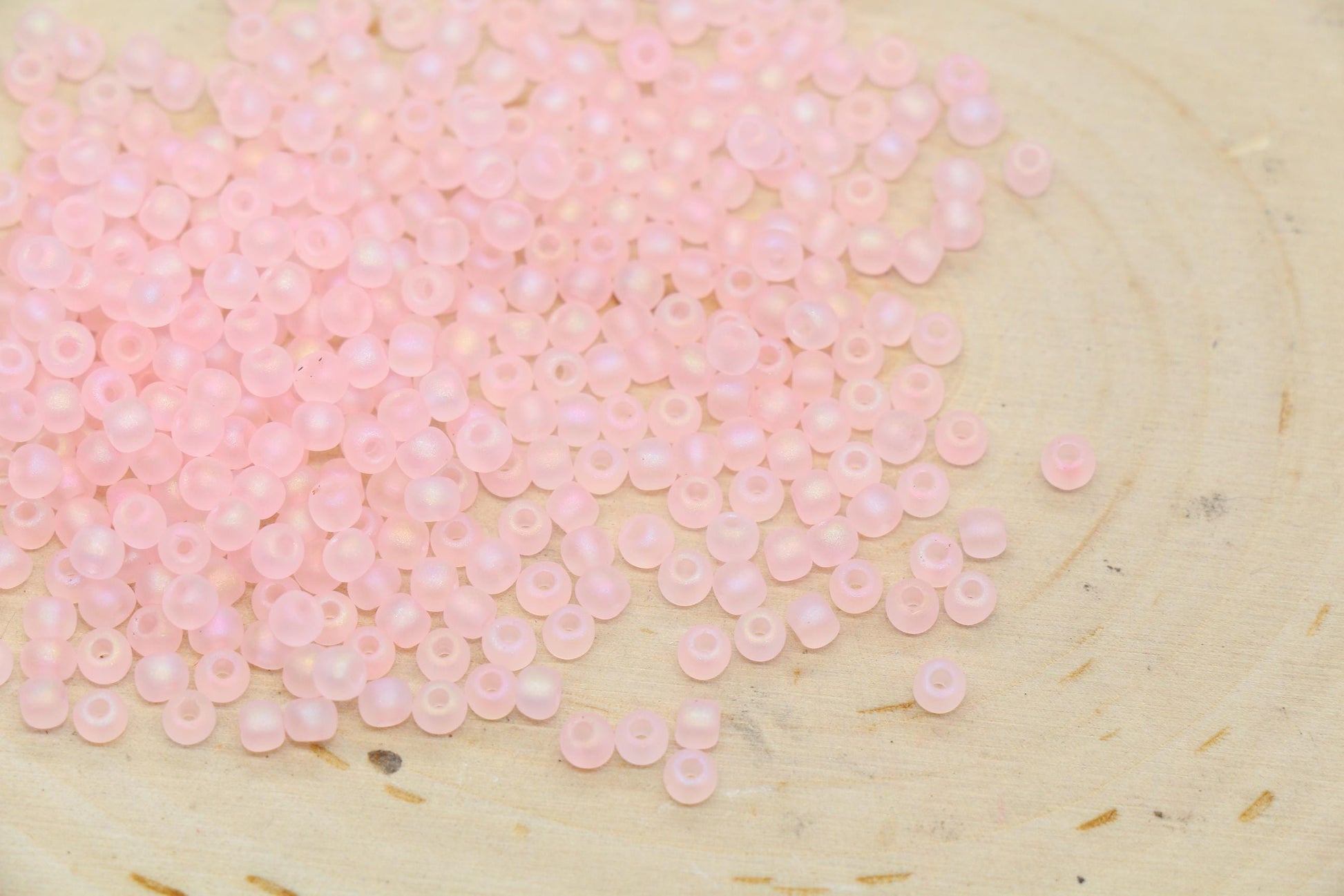 3mm Matte Iridescent Blush Pink Glass Beads, Frosted AB Round Beads #2280