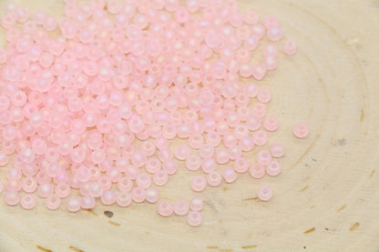 3mm Matte Iridescent Blush Pink Glass Beads, Frosted AB Round Beads #2280