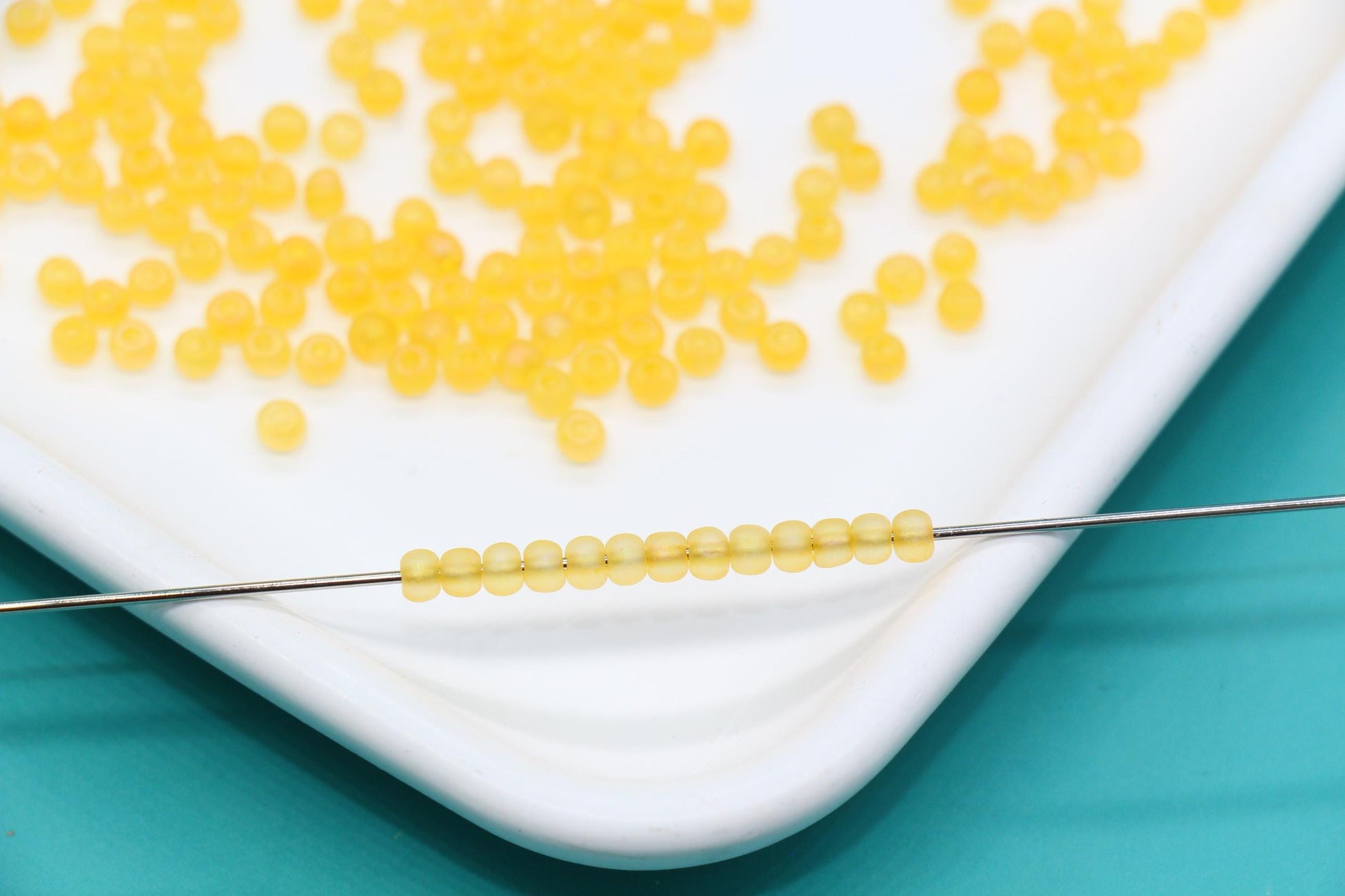 3mm Matte Iridescent Golden Orange Glass Beads, Frosted AB Round Beads #2281