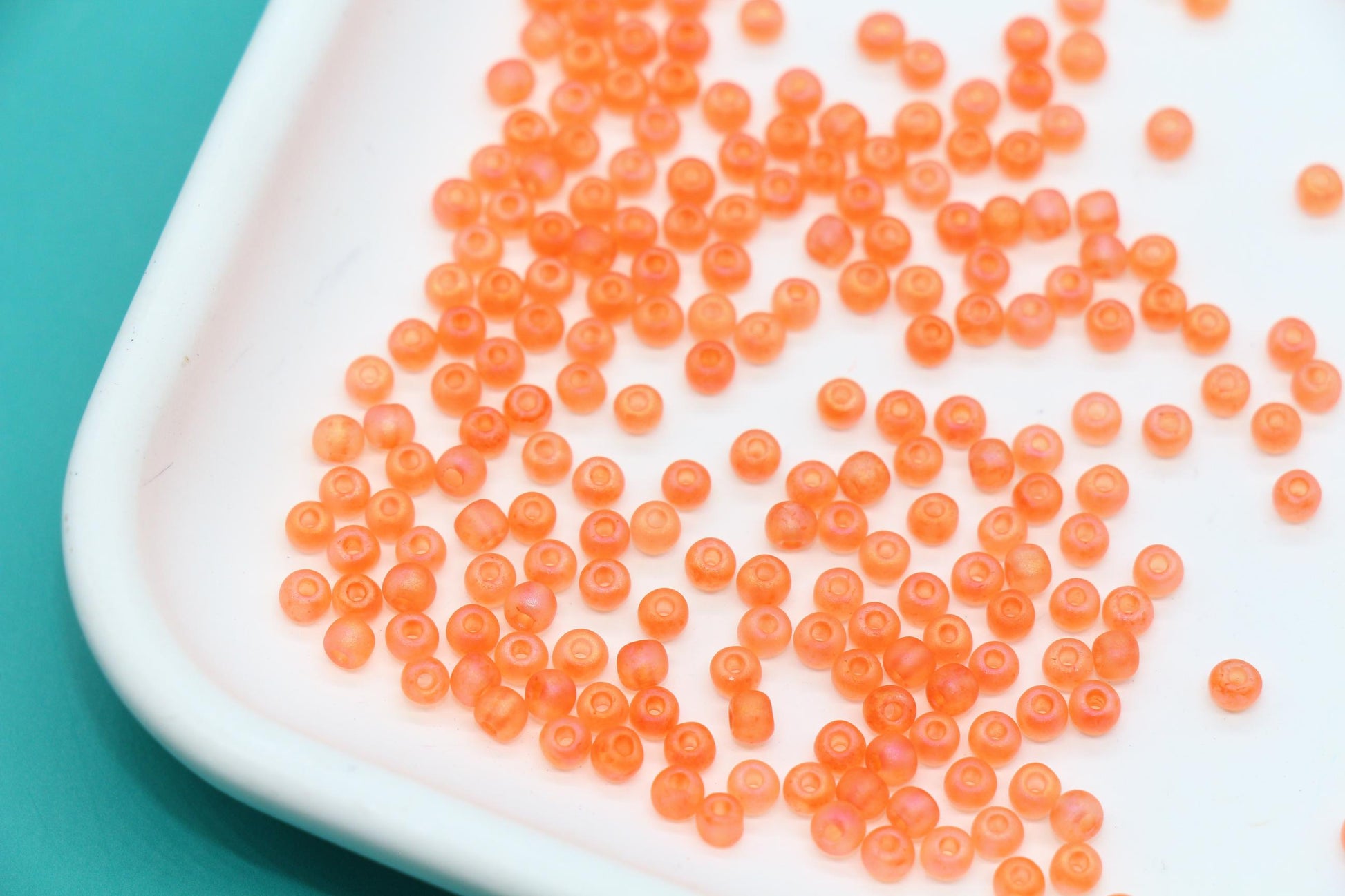 3mm Matte Iridescent Coral Glass Beads, Frosted AB Round Beads #2282