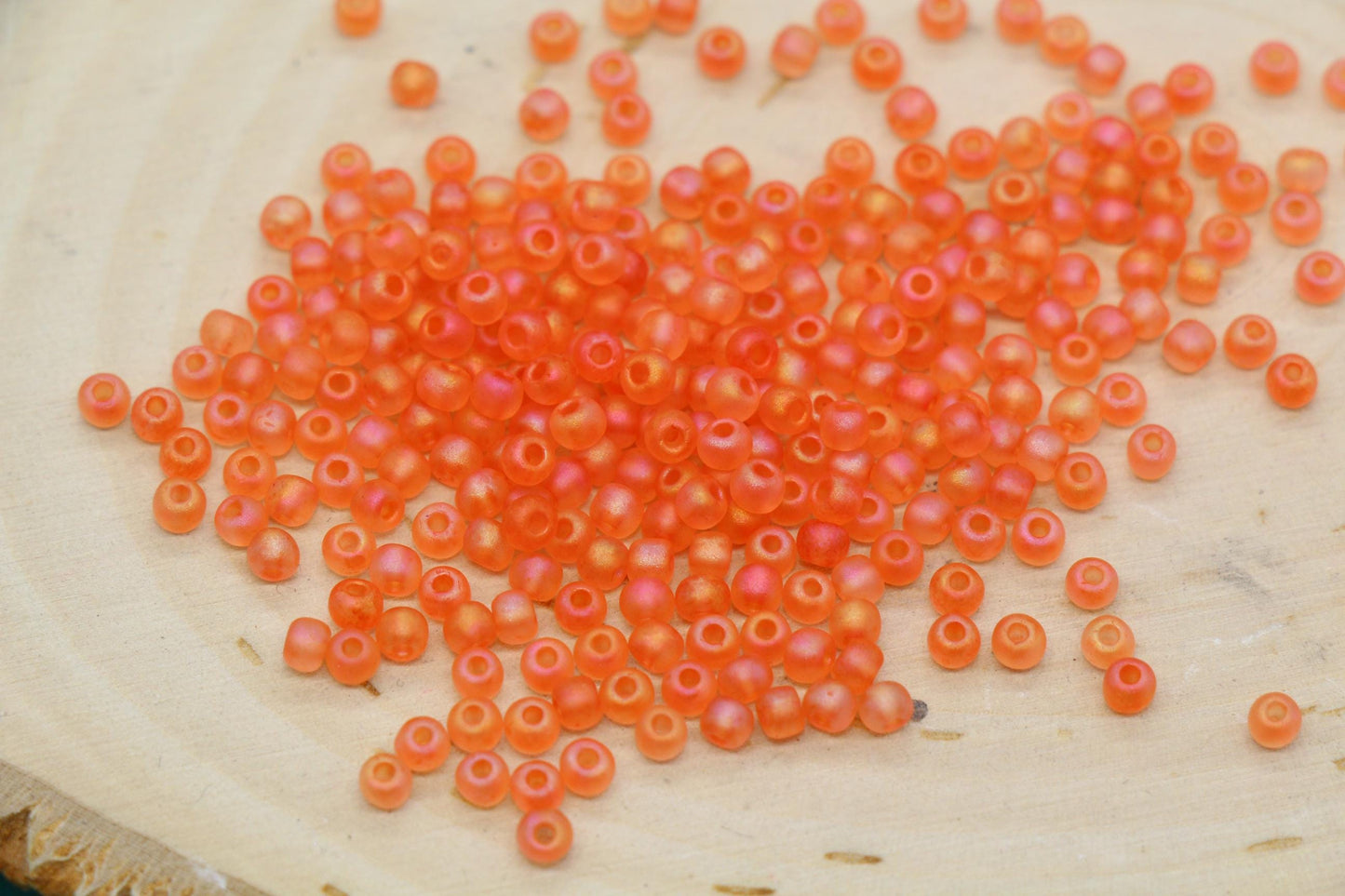 3mm Matte Iridescent Coral Glass Beads, Frosted AB Round Beads #2282