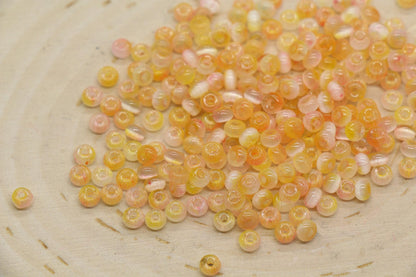 4mm Ombre Cat Eye Glass Beads, Yellow Peach Beads #2284