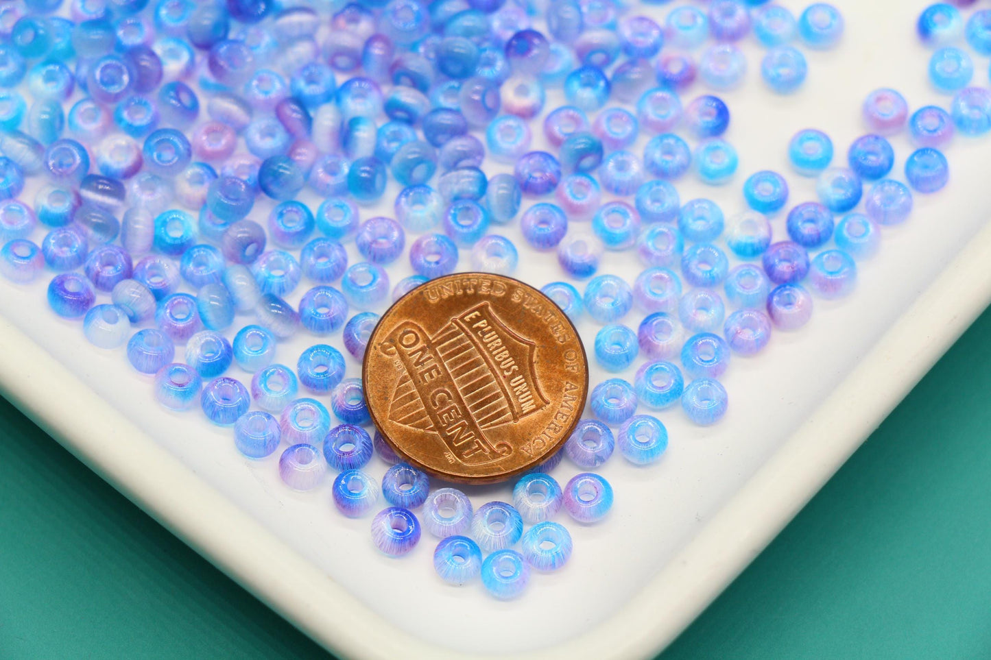 4mm Ombre Cat Eye Glass Beads, Blue Purple Beads #2285