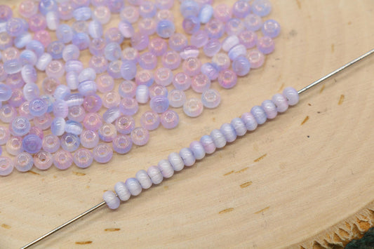4mm Ombre Cat Eye Glass Beads, Lavender Blush Beads #2258