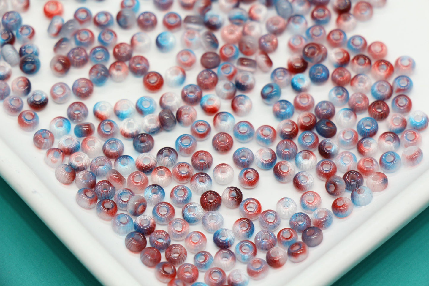4mm Ombre Cat Eye Glass Beads, Red Blue Ombre Beads #2260