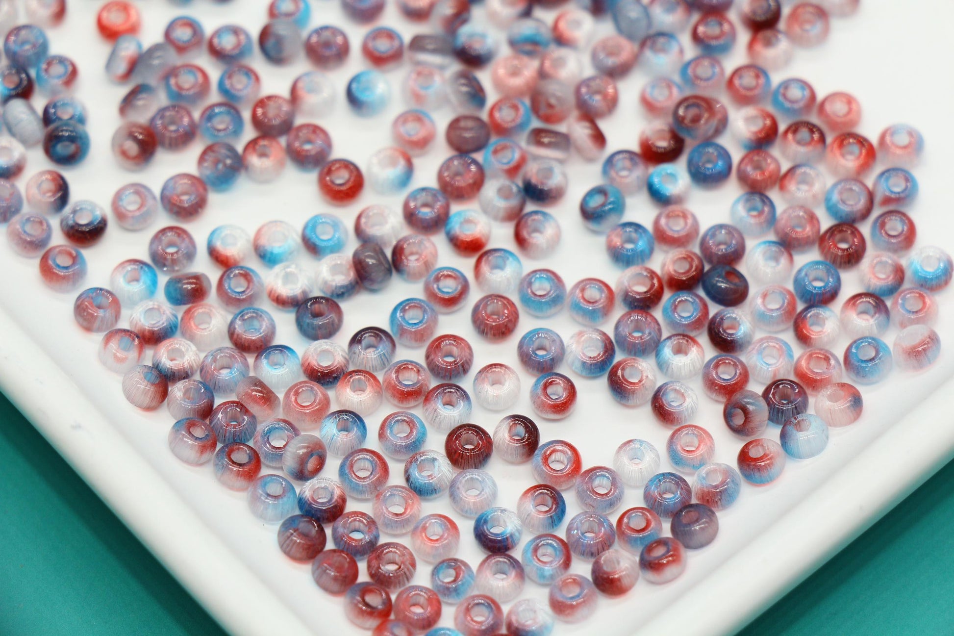 4mm Ombre Cat Eye Glass Beads, Red Blue Ombre Beads #2260