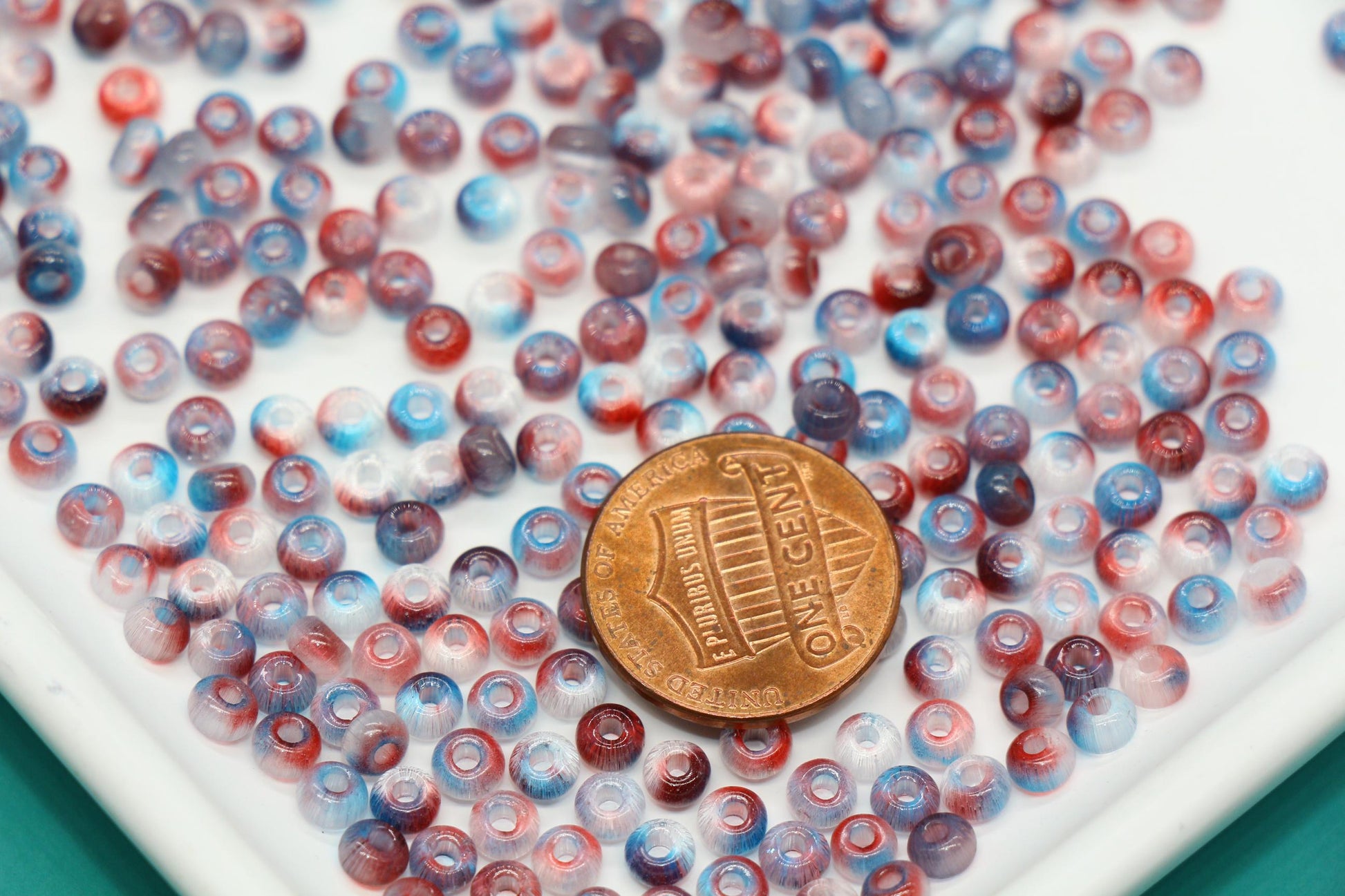 4mm Ombre Cat Eye Glass Beads, Red Blue Ombre Beads #2260