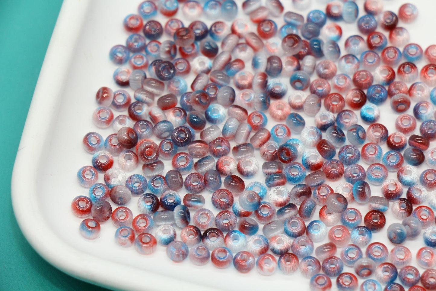 4mm Ombre Cat Eye Glass Beads, Red Blue Ombre Beads #2260