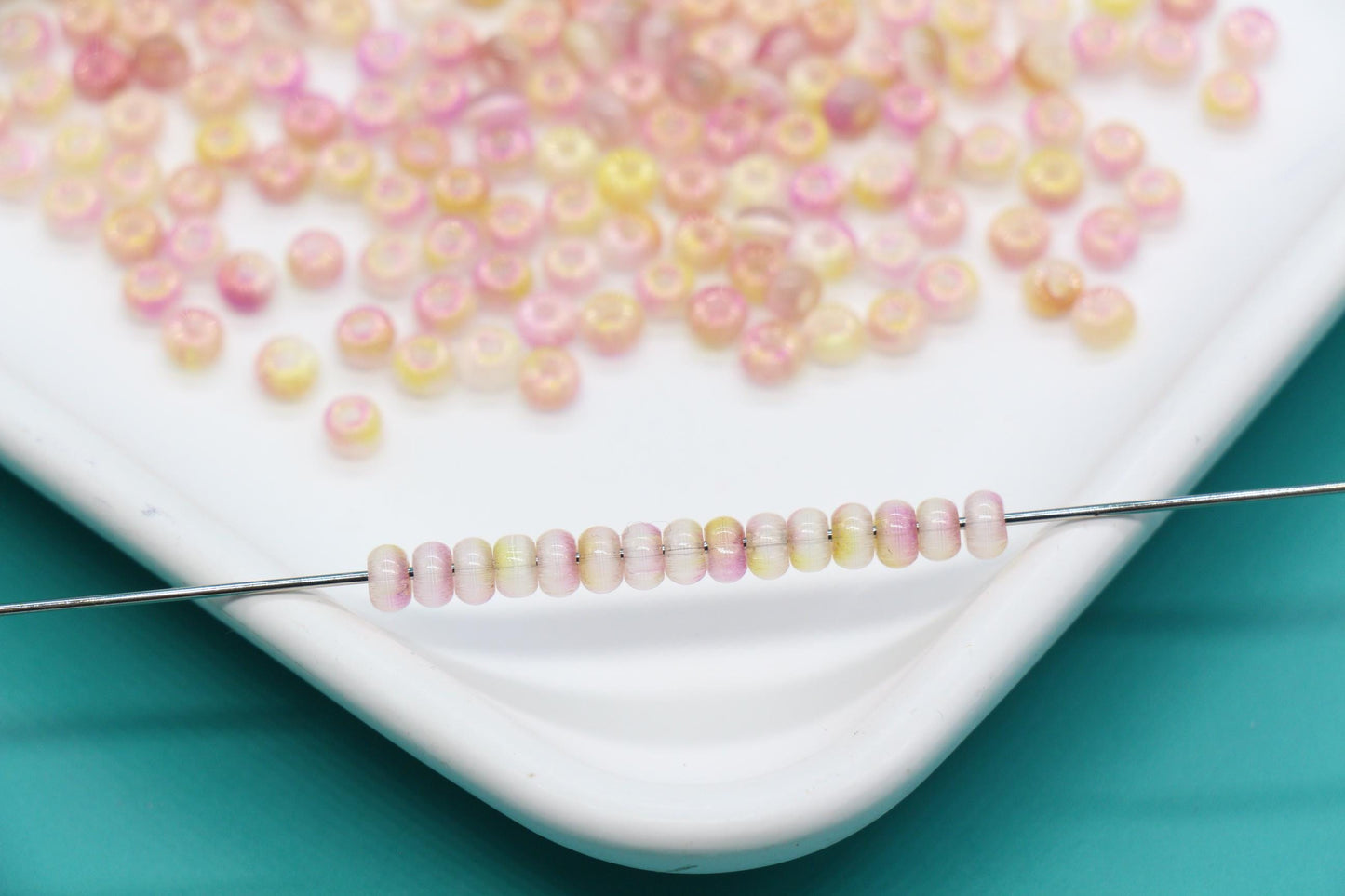 4mm Ombre Cat Eye Glass Beads, Pink Peach Beads #2261