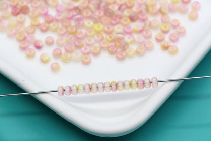 4mm Ombre Cat Eye Glass Beads, Pink Peach Beads #2261