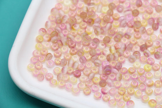 4mm Ombre Cat Eye Glass Beads, Pink Peach Beads #2261