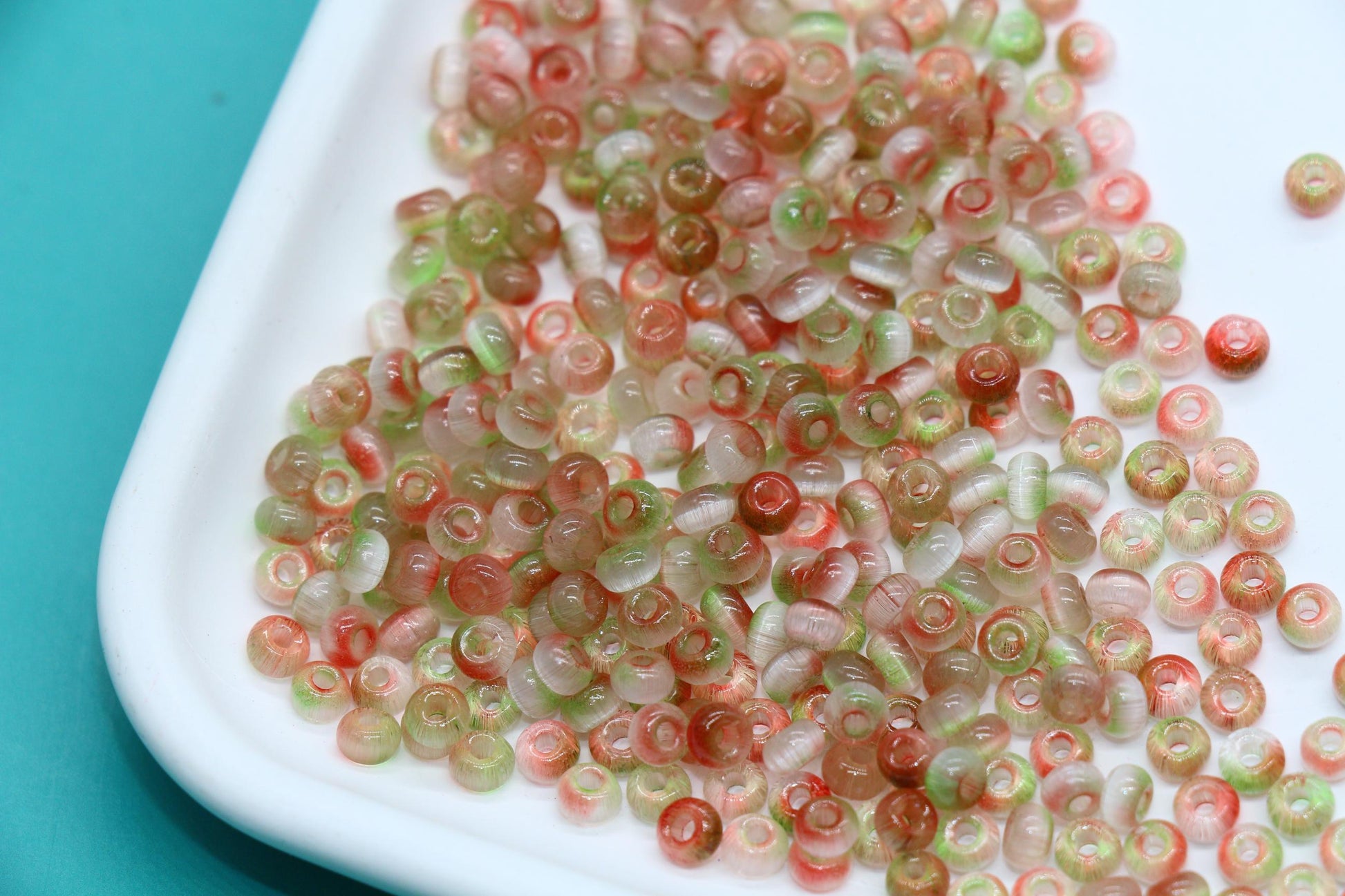 4mm Ombre Cat Eye Glass Beads, Green Coral Beads #2262