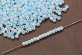 4mm Matte Pastel Light Blue Glass Beads, Frosted Round Seed Beads for Jewelry Making #2341
