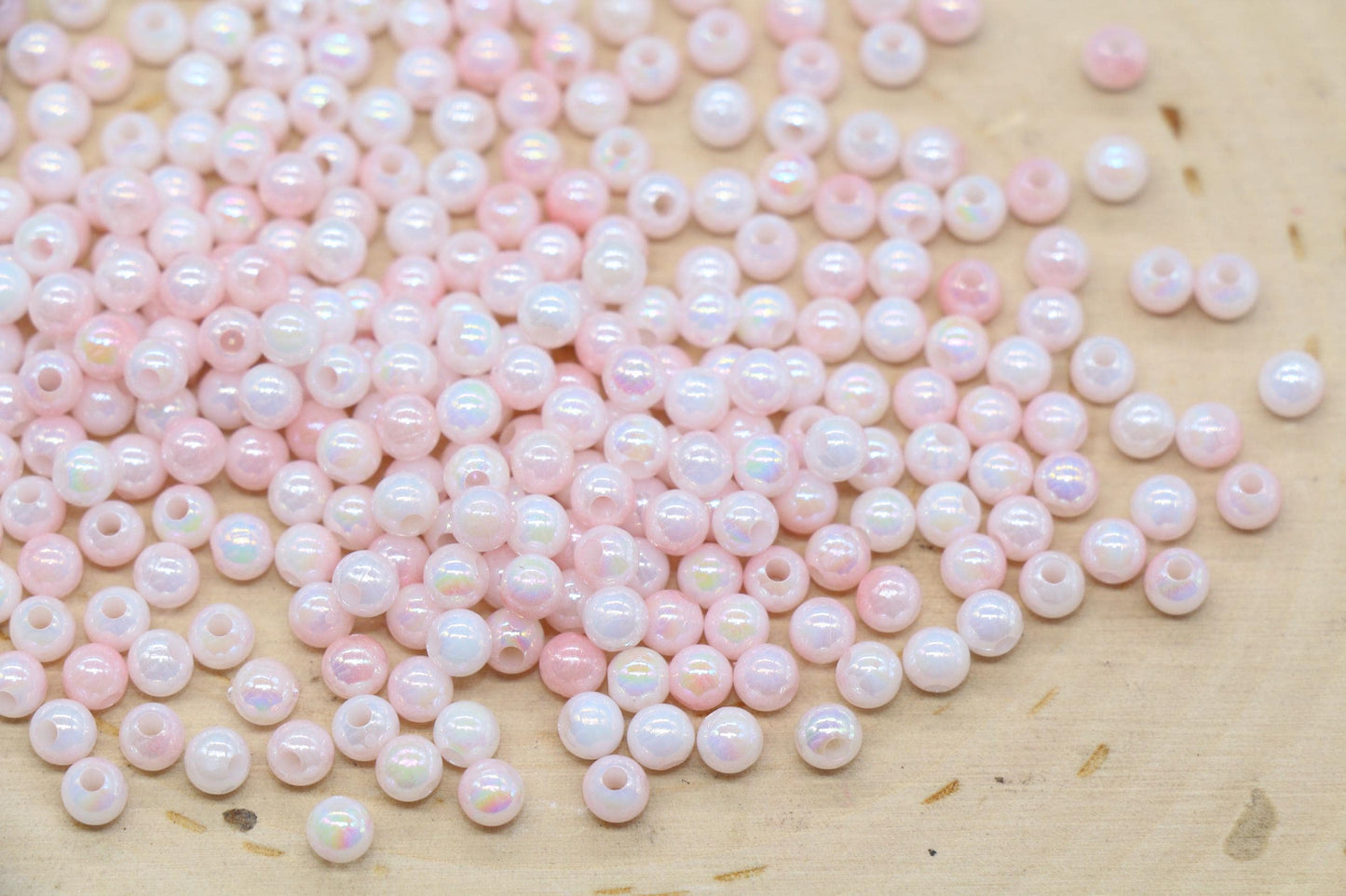4mm Pink Opal Ombre Beads, Iridescent Plastic Mermaid Beads #3429