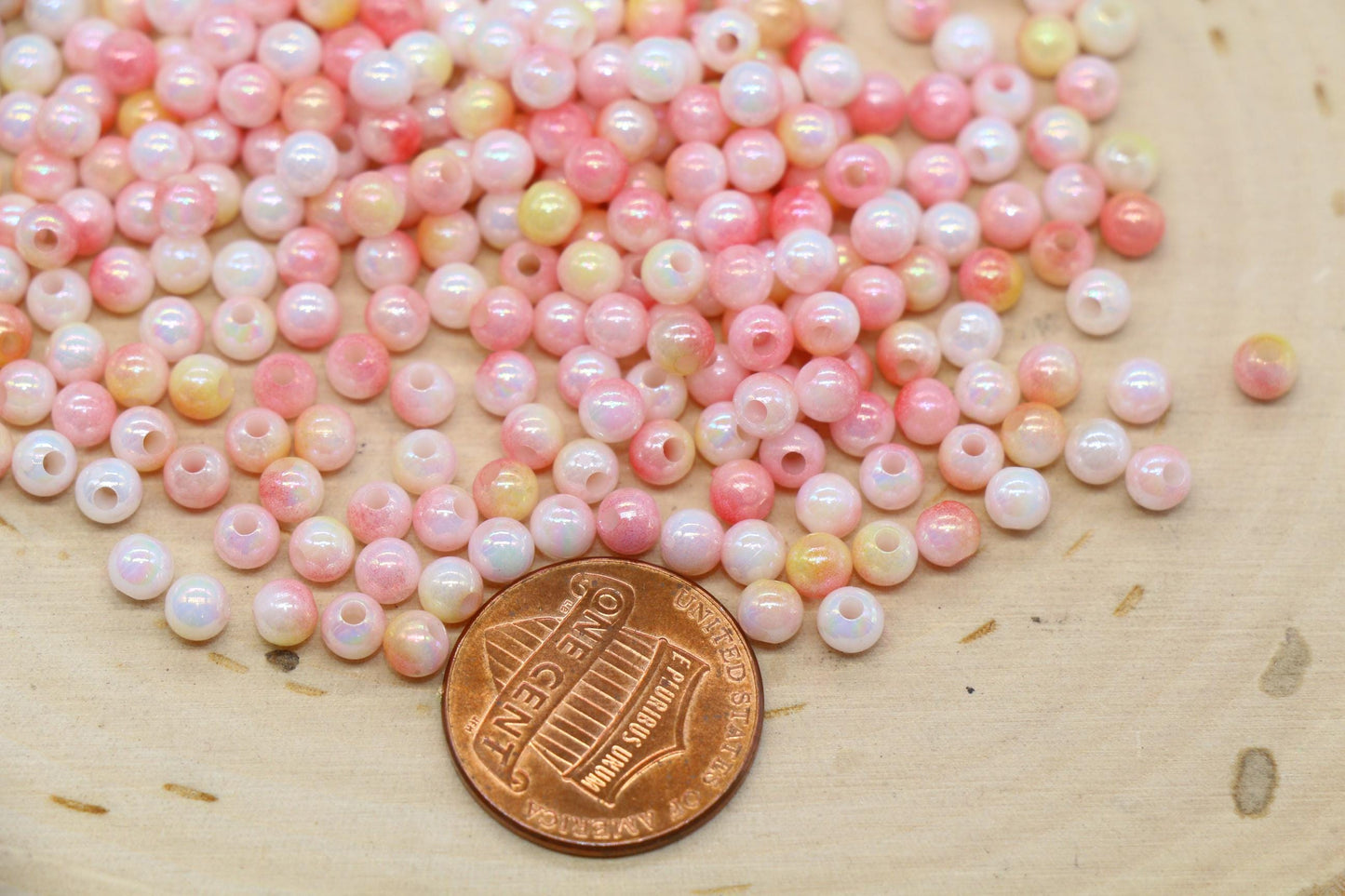 4mm Pastel Sunset Ombre Beads, Iridescent Plastic Mermaid Beads #3424