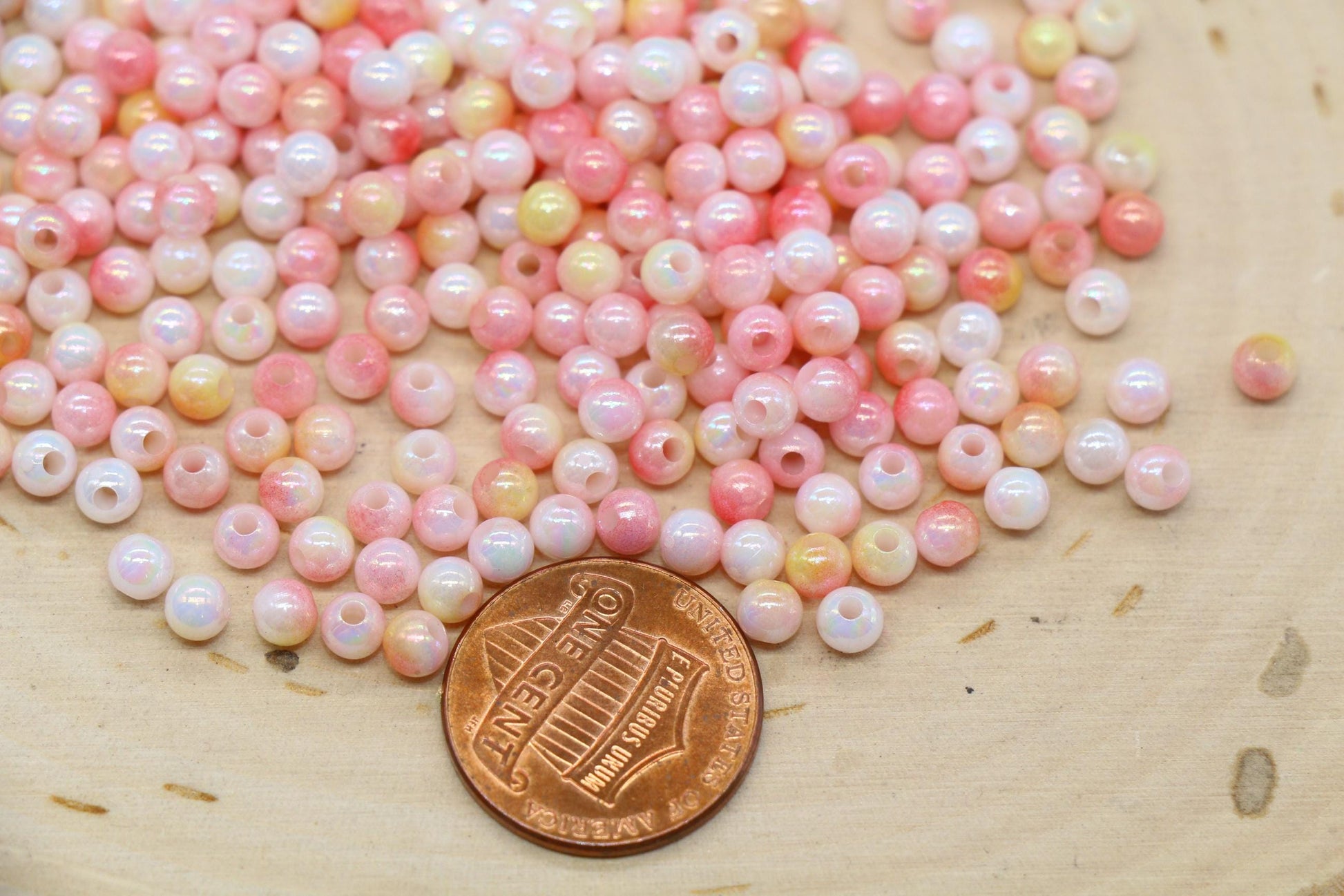 4mm Pastel Sunset Ombre Beads, Iridescent Plastic Mermaid Beads #3424