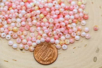4mm Pastel Sunset Ombre Beads, Iridescent Plastic Mermaid Beads #3424