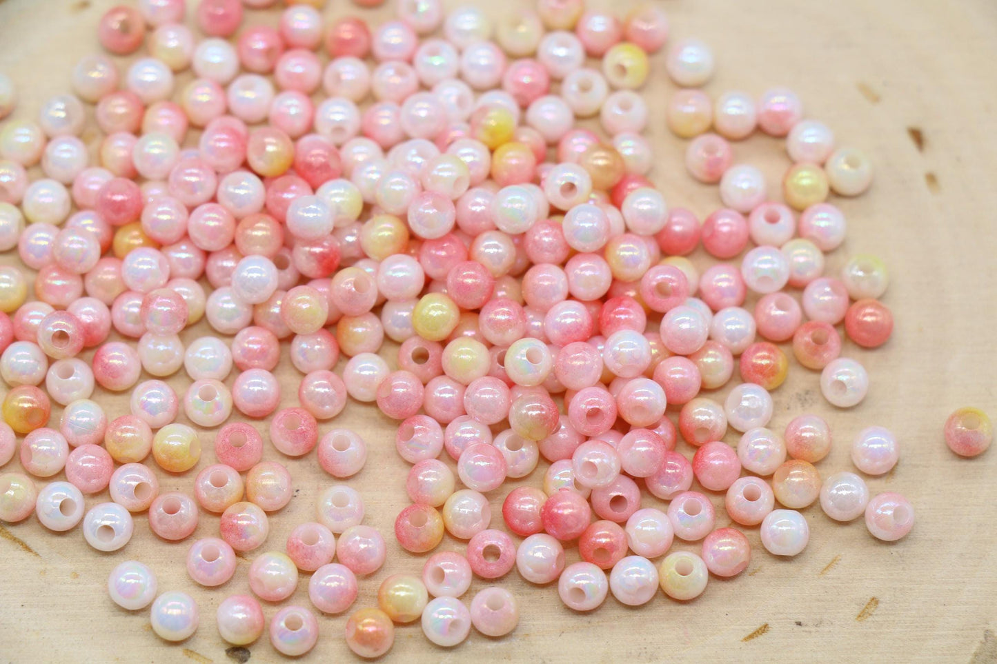4mm Pastel Sunset Ombre Beads, Iridescent Plastic Mermaid Beads #3424