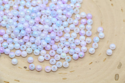 4mm Pastel Lavender Blue Ombre Beads, Iridescent Plastic Mermaid Beads #3423