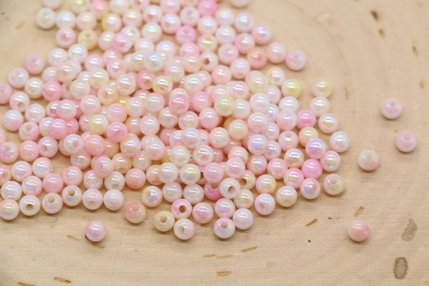 4mm Blush Opal Ombre Beads, Iridescent Plastic Mermaid Beads #3425
