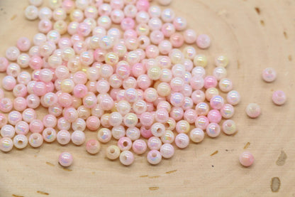 4mm Blush Opal Ombre Beads, Iridescent Plastic Mermaid Beads #3425