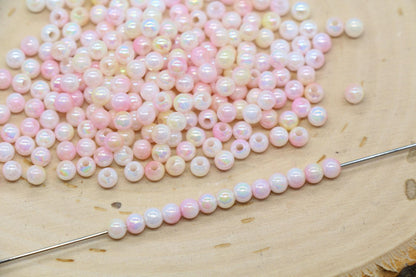 4mm Blush Opal Ombre Beads, Iridescent Plastic Mermaid Beads #3425