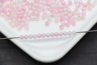 4mm Baby Pink Opal Ombre Beads, Iridescent Plastic Mermaid Beads #2057