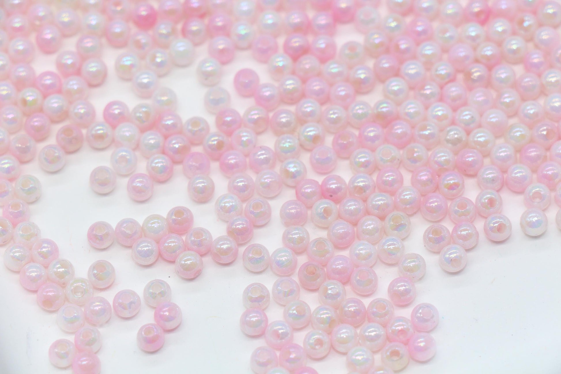 4mm Baby Pink Opal Ombre Beads, Iridescent Plastic Mermaid Beads #2057