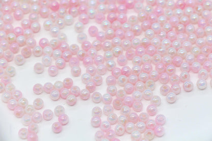 4mm Baby Pink Opal Ombre Beads, Iridescent Plastic Mermaid Beads #2057
