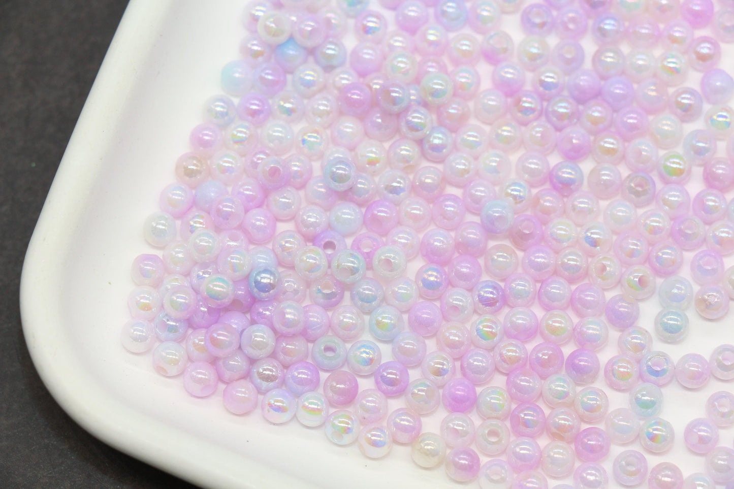 4mm Lavender Opal Ombre Beads, Iridescent Plastic Mermaid Beads #2060