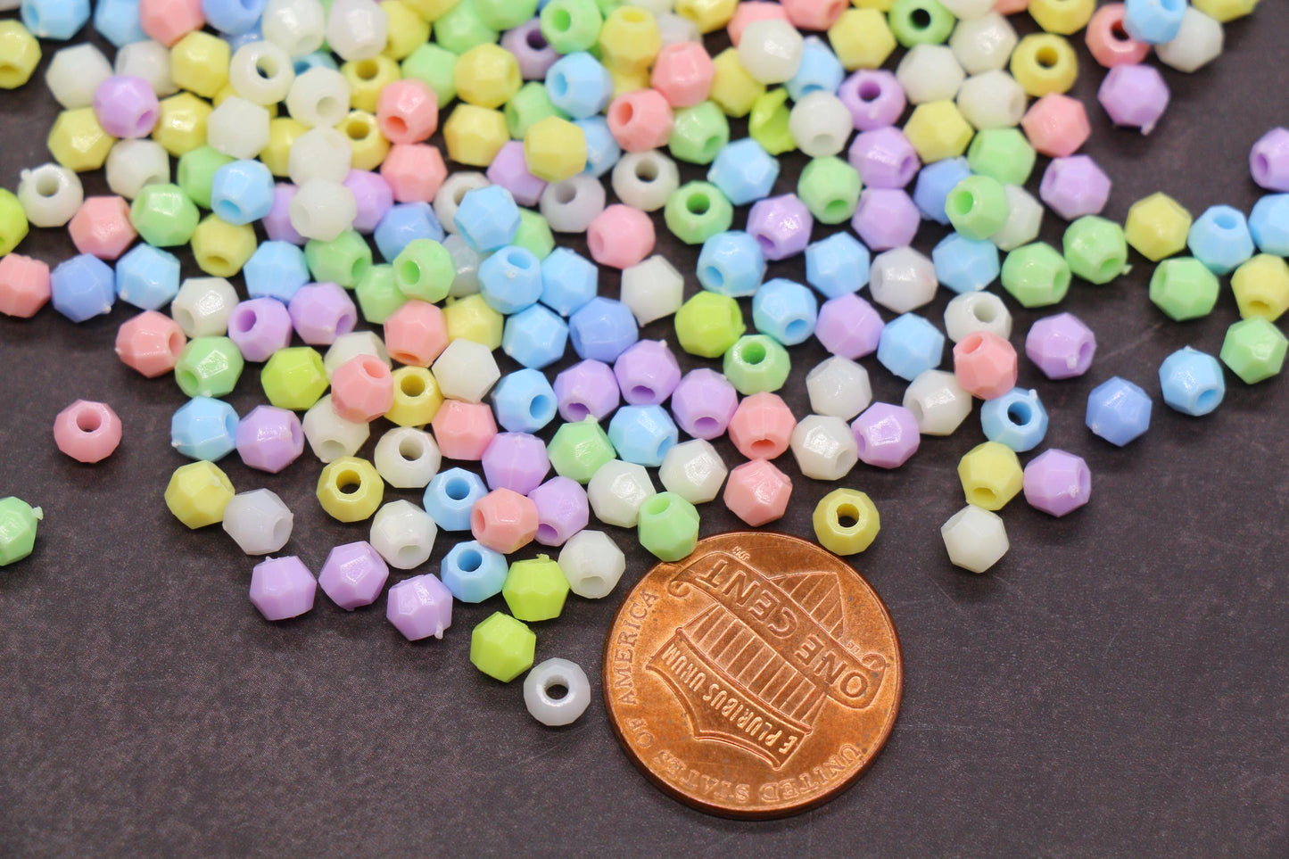 4mm Pastel Mix Faceted Beads, Acrylic Plastic Beads for Jewelry Making #3413
