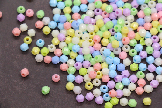 4mm Pastel Mix Faceted Beads, Acrylic Plastic Beads for Jewelry Making #3413