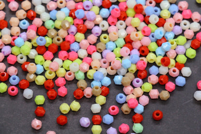 4mm Bright Mix Faceted Beads, Acrylic Plastic Beads for Jewelry Making #3412