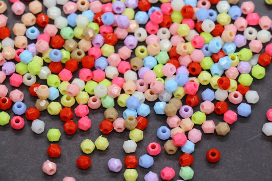 4mm Bright Mix Faceted Beads, Acrylic Plastic Beads for Jewelry Making #3412