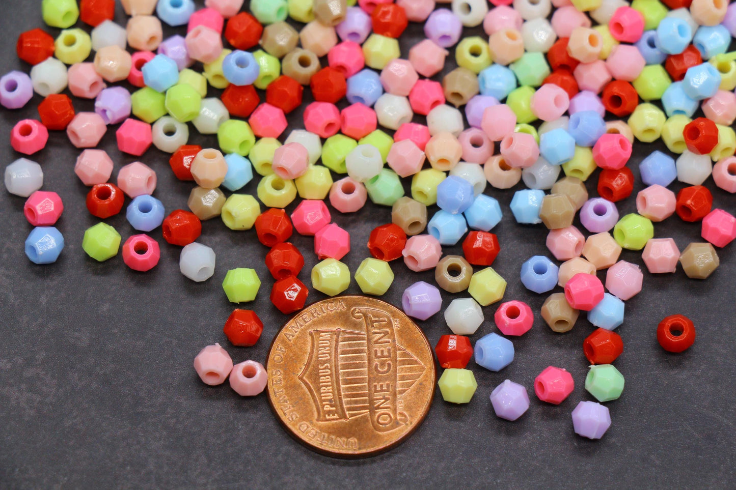 4mm Bright Mix Faceted Beads, Acrylic Plastic Beads for Jewelry Making #3412