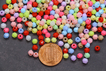 4mm Bright Mix Faceted Beads, Acrylic Plastic Beads for Jewelry Making #3412