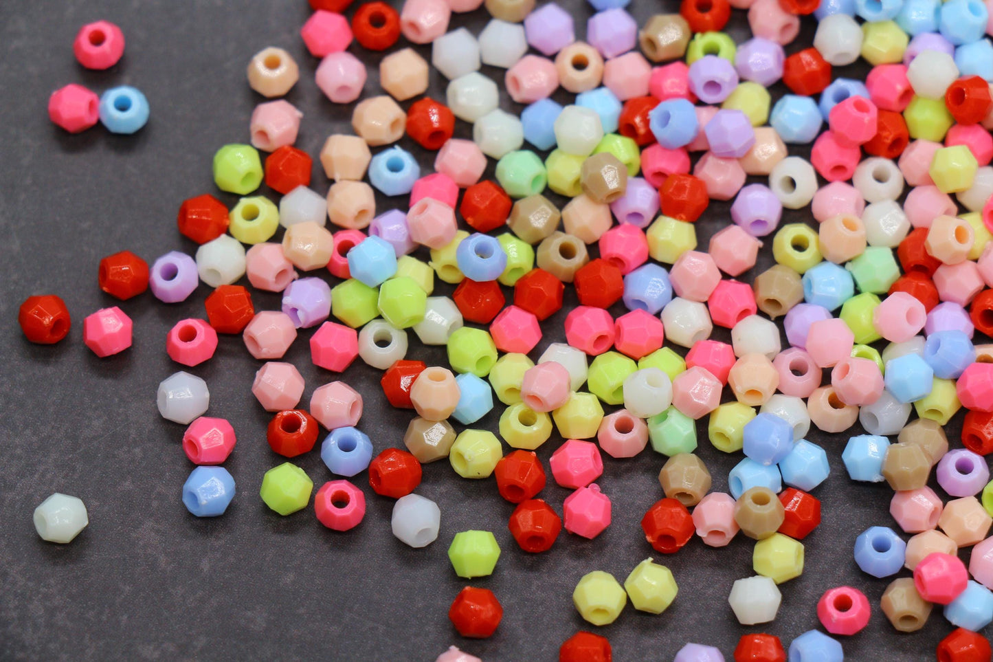 4mm Bright Mix Faceted Beads, Acrylic Plastic Beads for Jewelry Making #3412