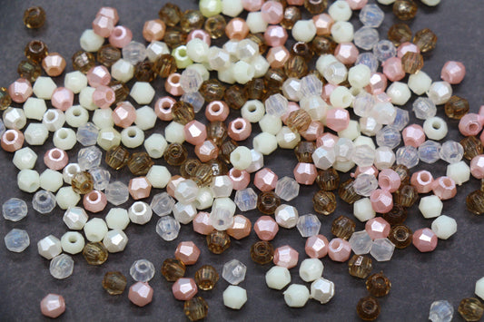 4mm Pastel Sorbet Mix Faceted Beads, Acrylic Plastic Beads for Jewelry Making #3416
