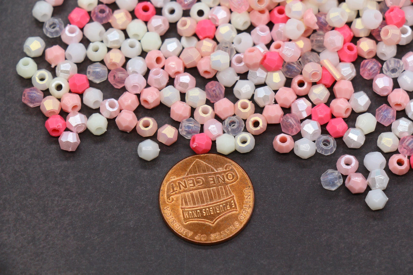 4mm Blush Candy Mix Faceted Beads, Acrylic Plastic Beads for Jewelry Making #3417