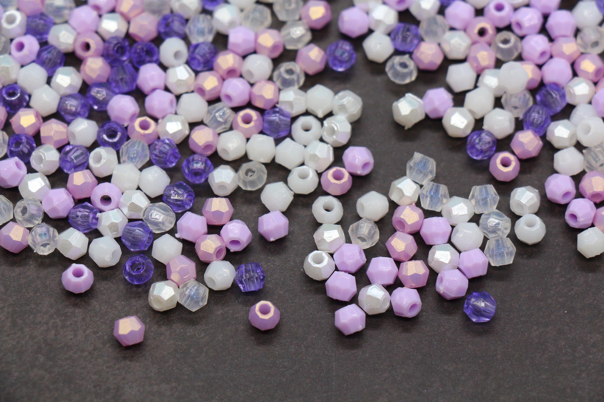 4mm Purple Pastel Mix Faceted Beads, Acrylic Plastic Beads for Jewelry Making #3411