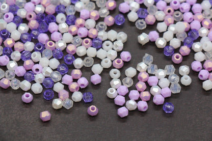 4mm Purple Pastel Mix Faceted Beads, Acrylic Plastic Beads for Jewelry Making #3411